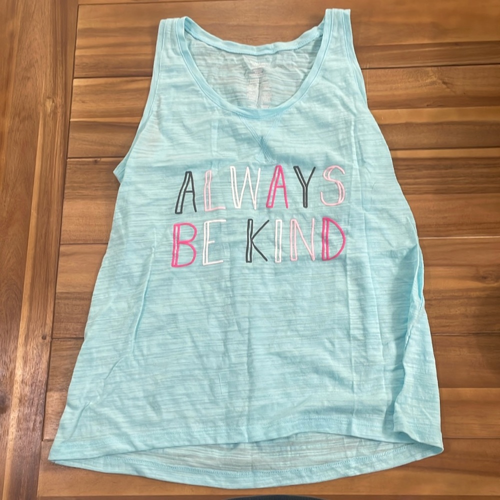 Blue always be kind tank top